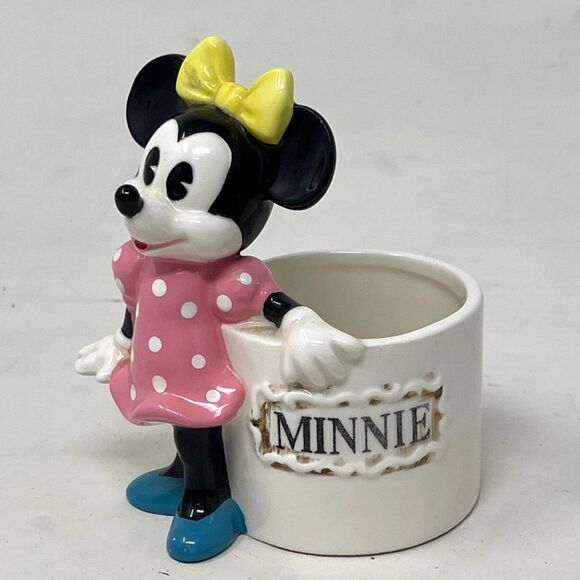 Disney Minnie Mouse Porcelain Ceramic Pencil Holder Japan Vintage Planter 4.5" - Picture 1 of 7